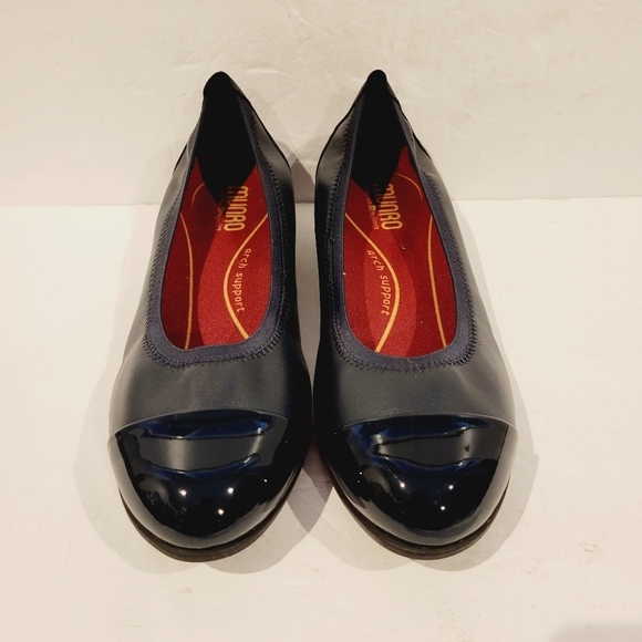 Munro Mila Ballet Flats Cap Toe Black Leather Arch Support Size 8 W US - Picture 3 of 7